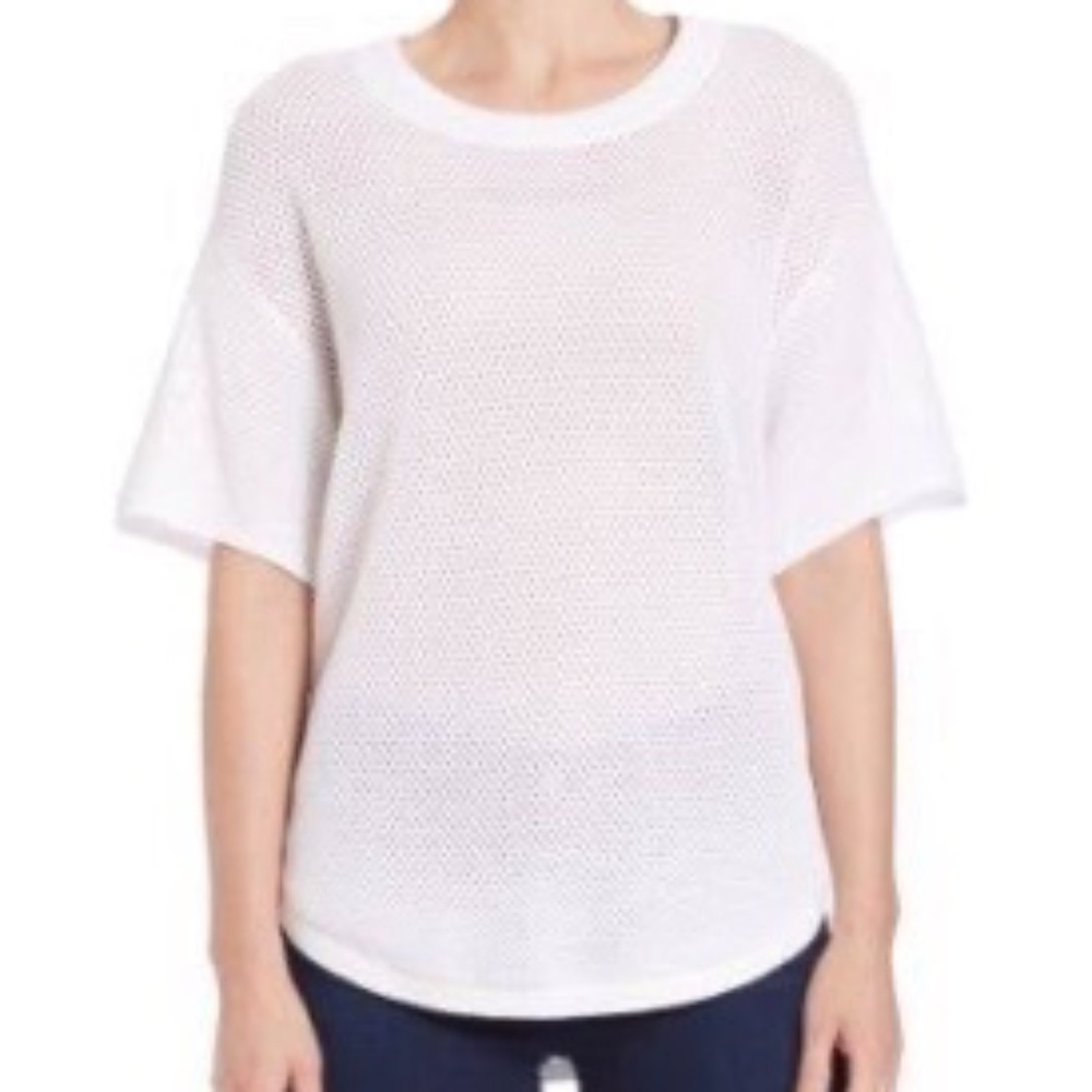 BRAND NEW women lord & Taylor mesh/see through white sleeved shirt size M